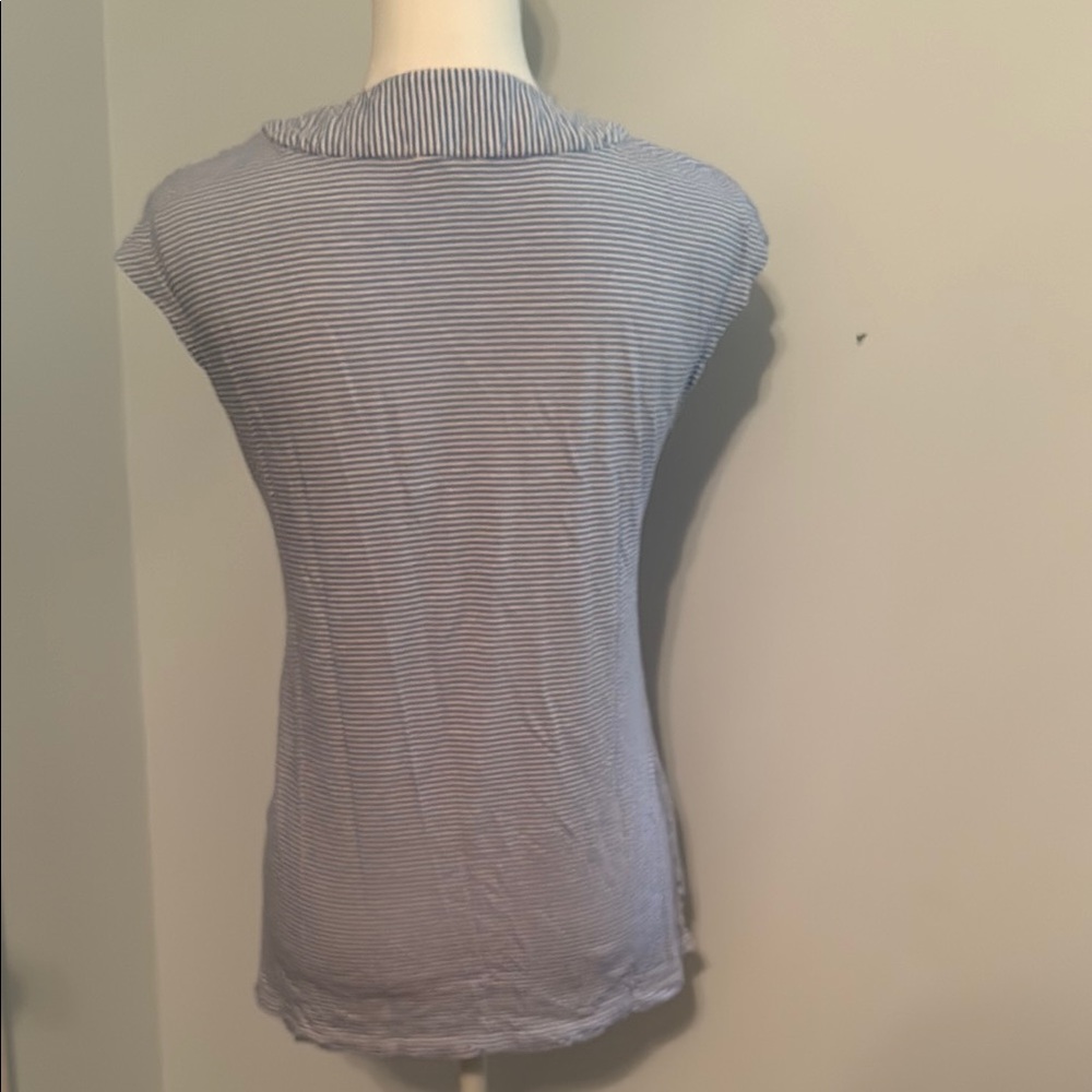V neck blue & white nautical knit Blouse - Picture 3 of 5
